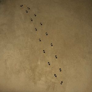 J crew gold, black bead and crystal long necklace